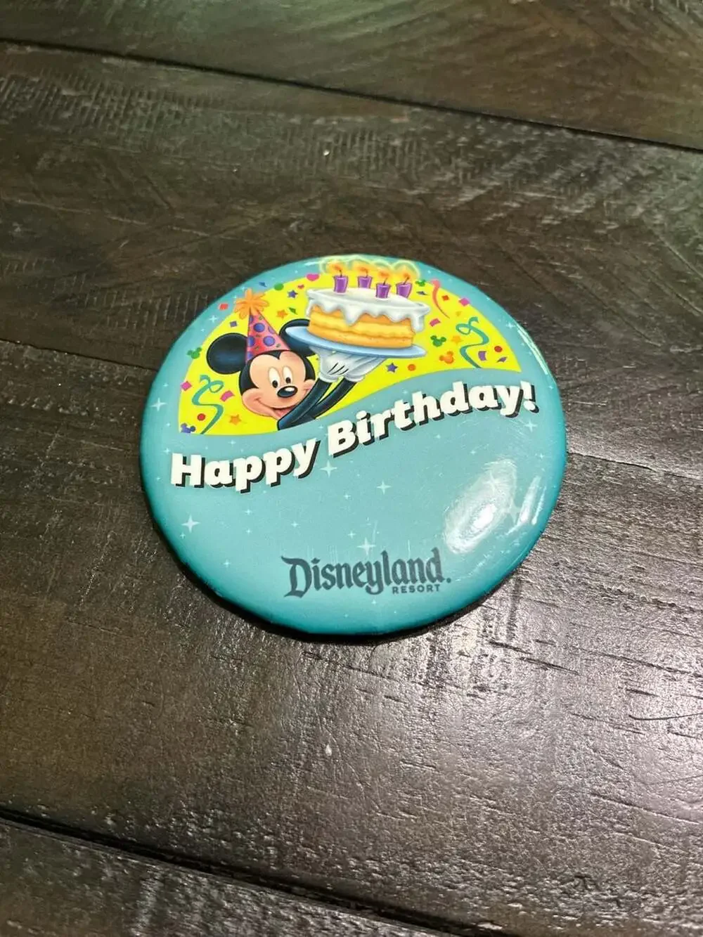 Disneyland Resort Mickey Mouse Happy Birthday 3-Inch Souvenir Pinback Button